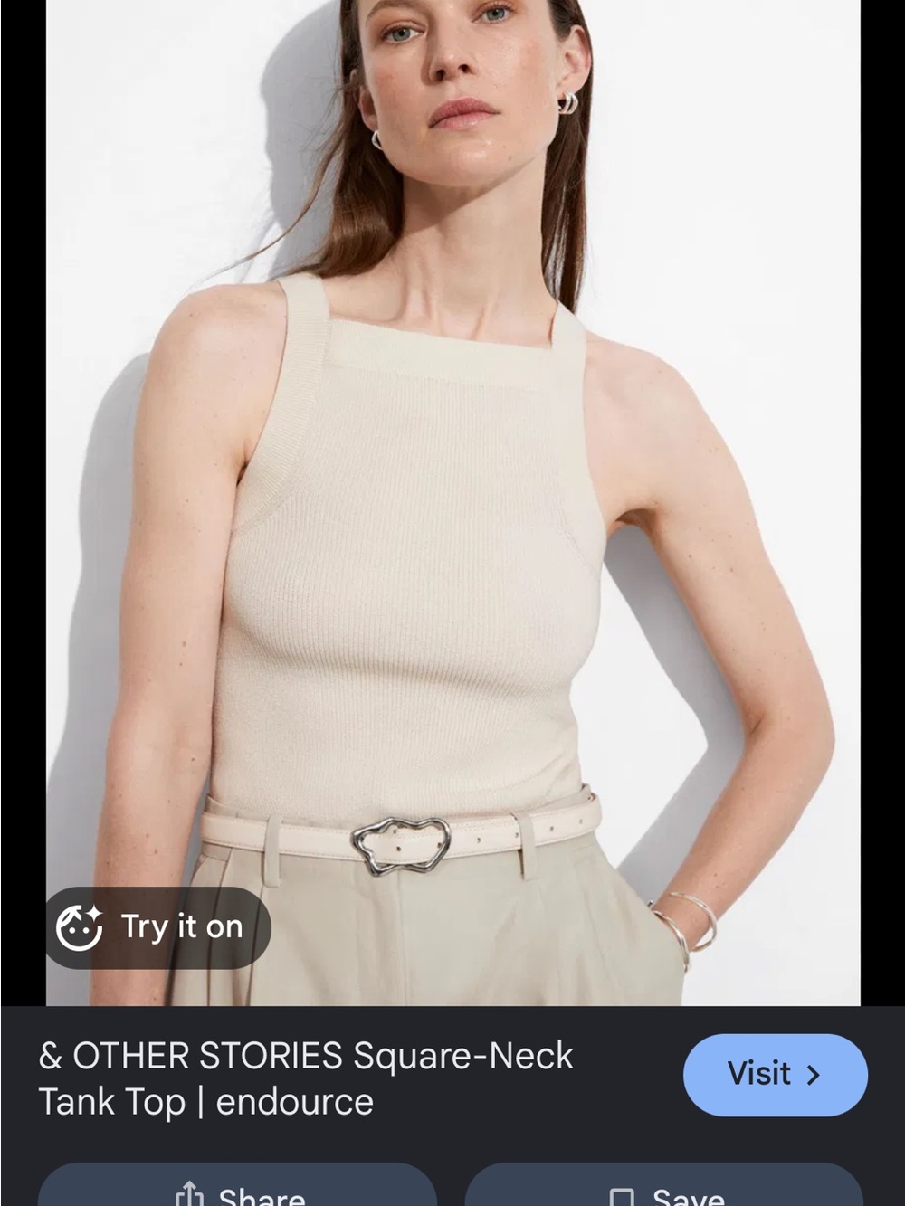 ISO: & Other Stories Cream Square-Neck Ribbed Tank